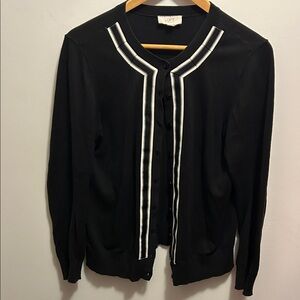 LOFT Black Sweater with White Accents